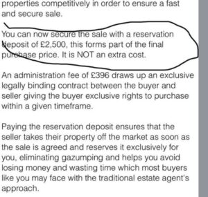 Now even estate agents are taking reservation fees!!