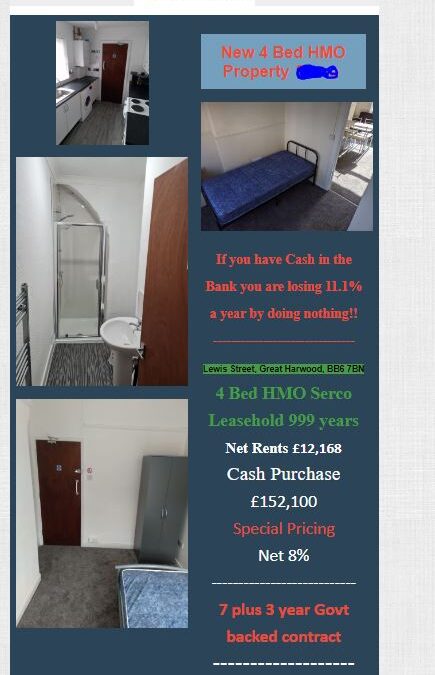 Social HMO For Sale 4 bed Great Harwood, near Manchester.